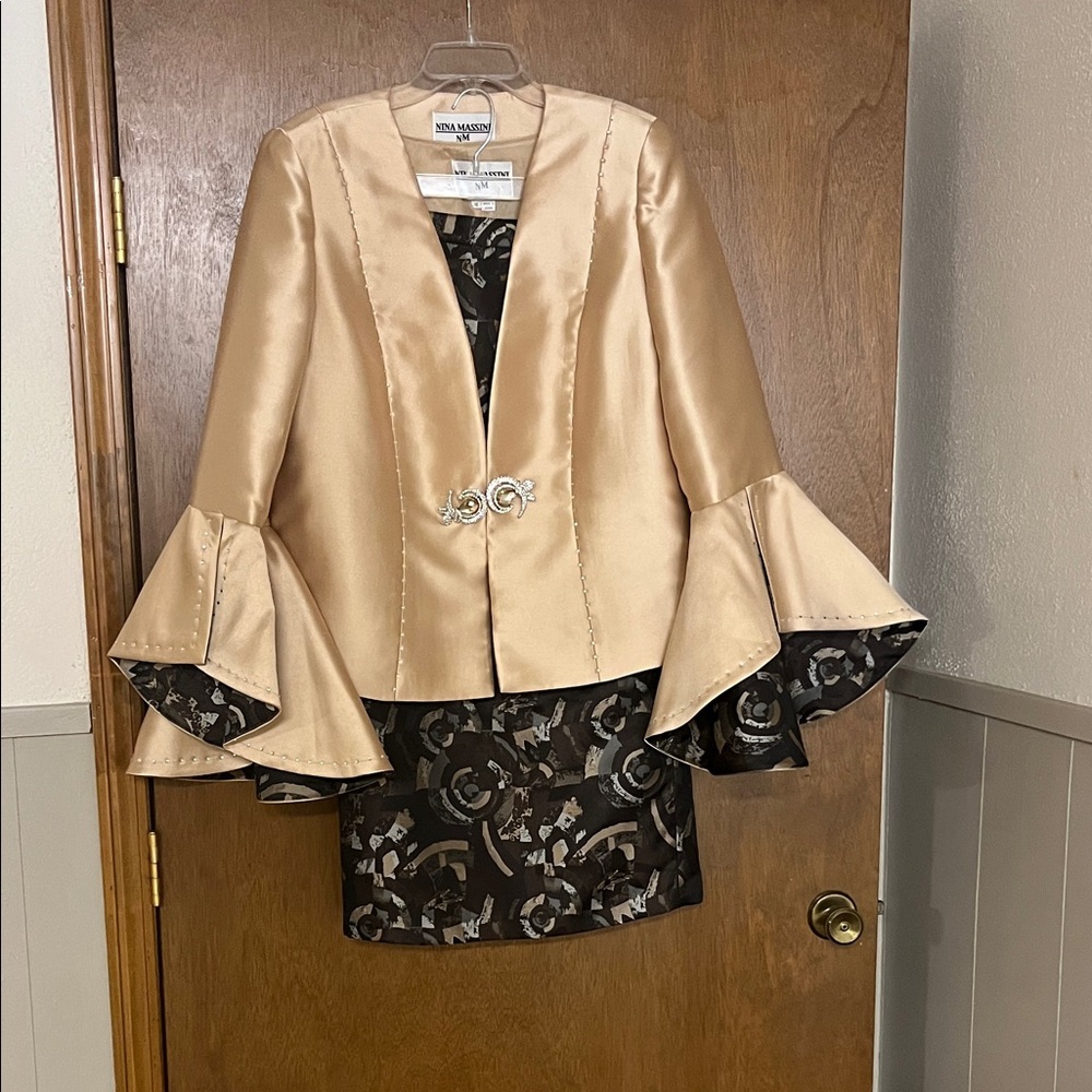 Massini Gold and Black Dress with Jacket